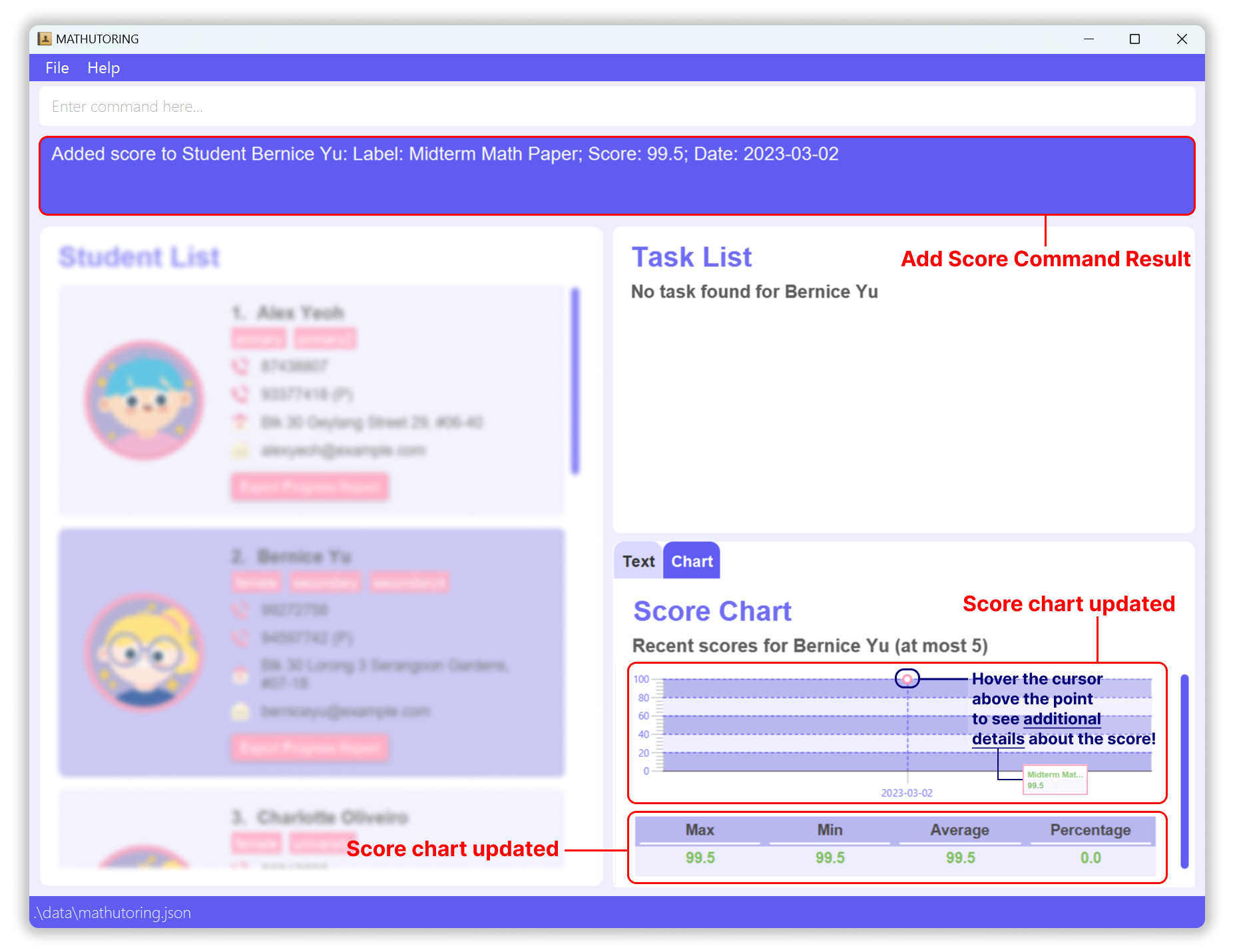 Add a score Score Chart