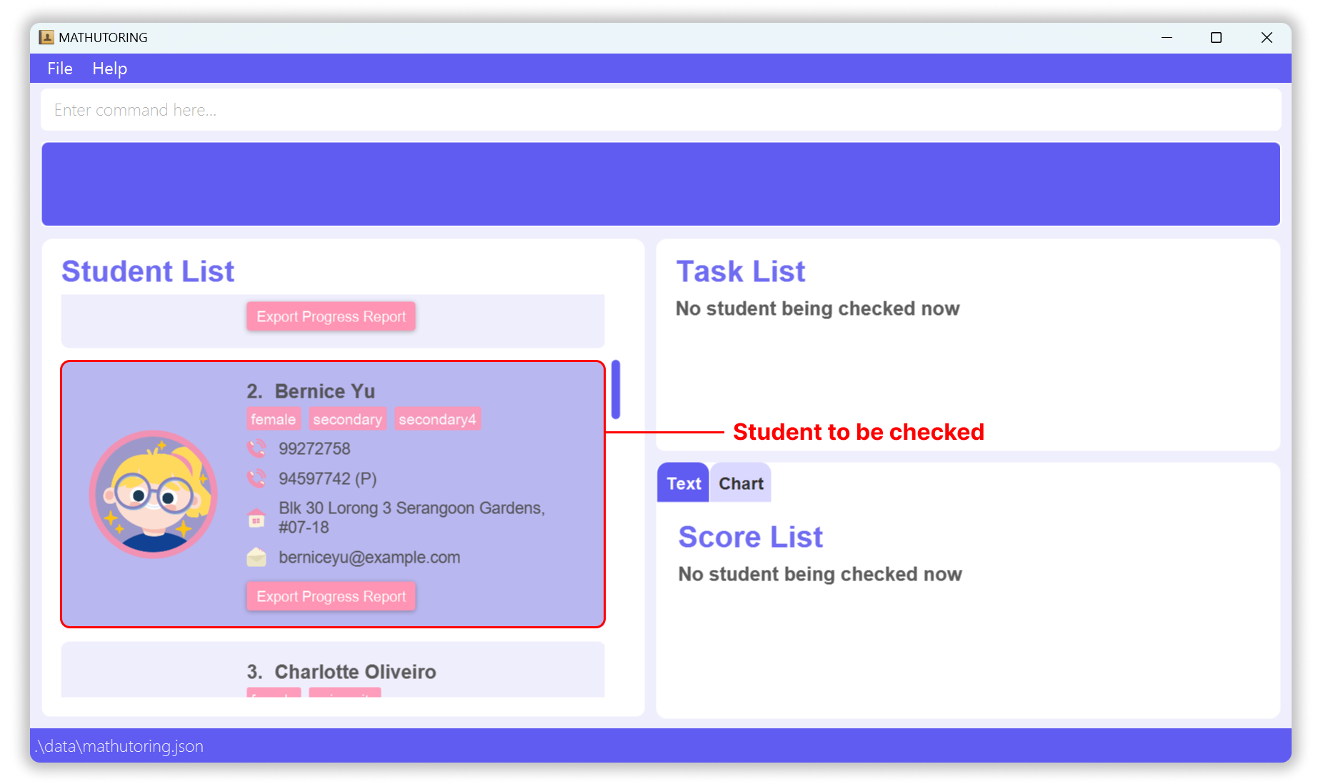 Check a student (before)