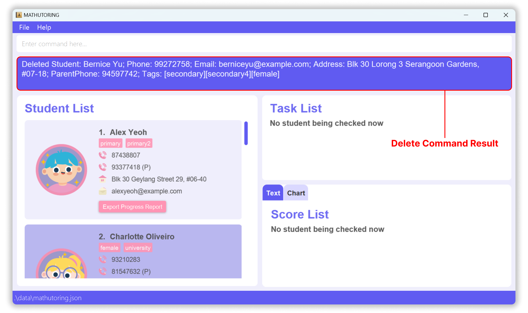 Delete a student (after)